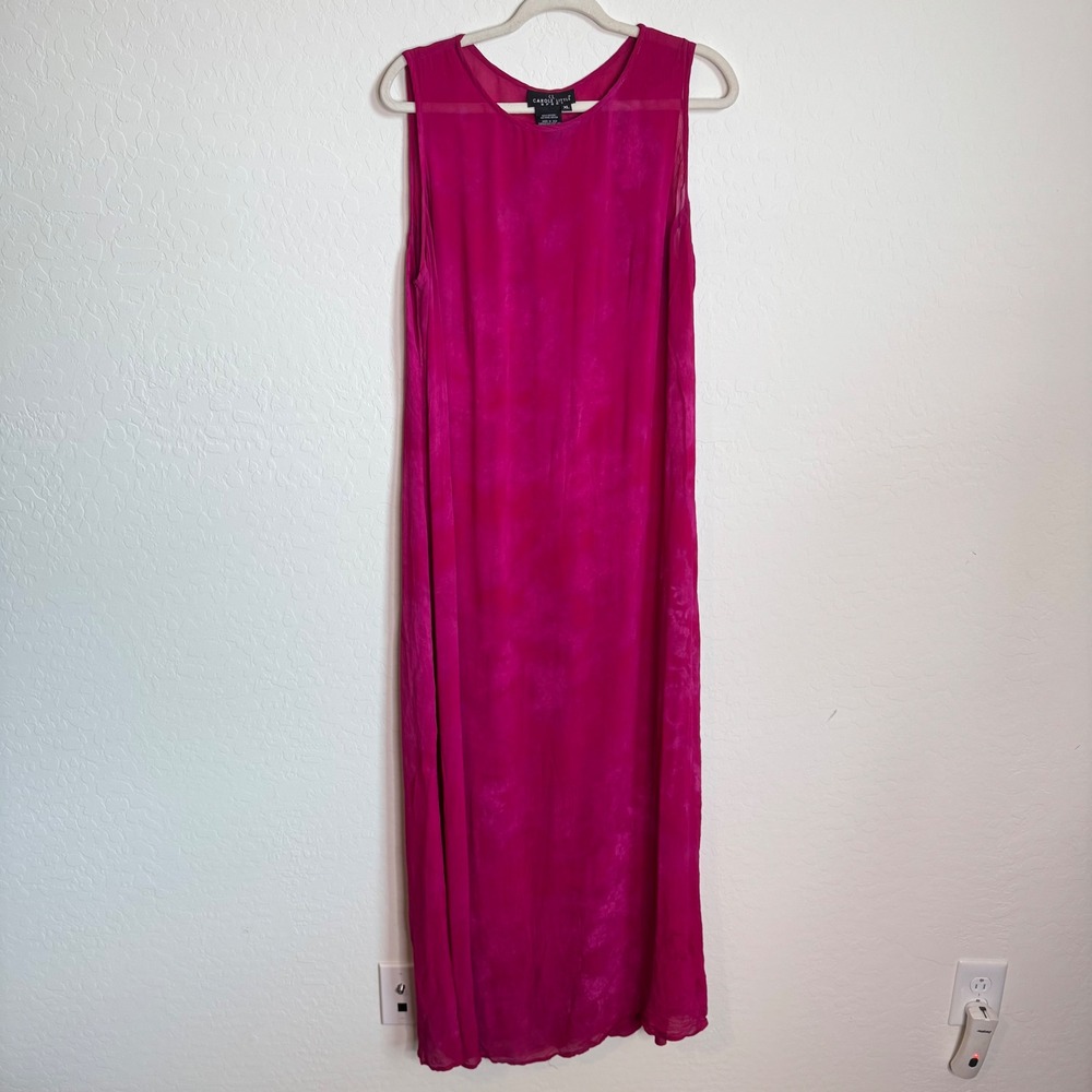 VTG Carole Little Pink Tie Dye Rayon Sleeveless Maxi Dress XL Boho Y2K Fairy